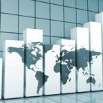 Financial graph and world map representing the world budget offering